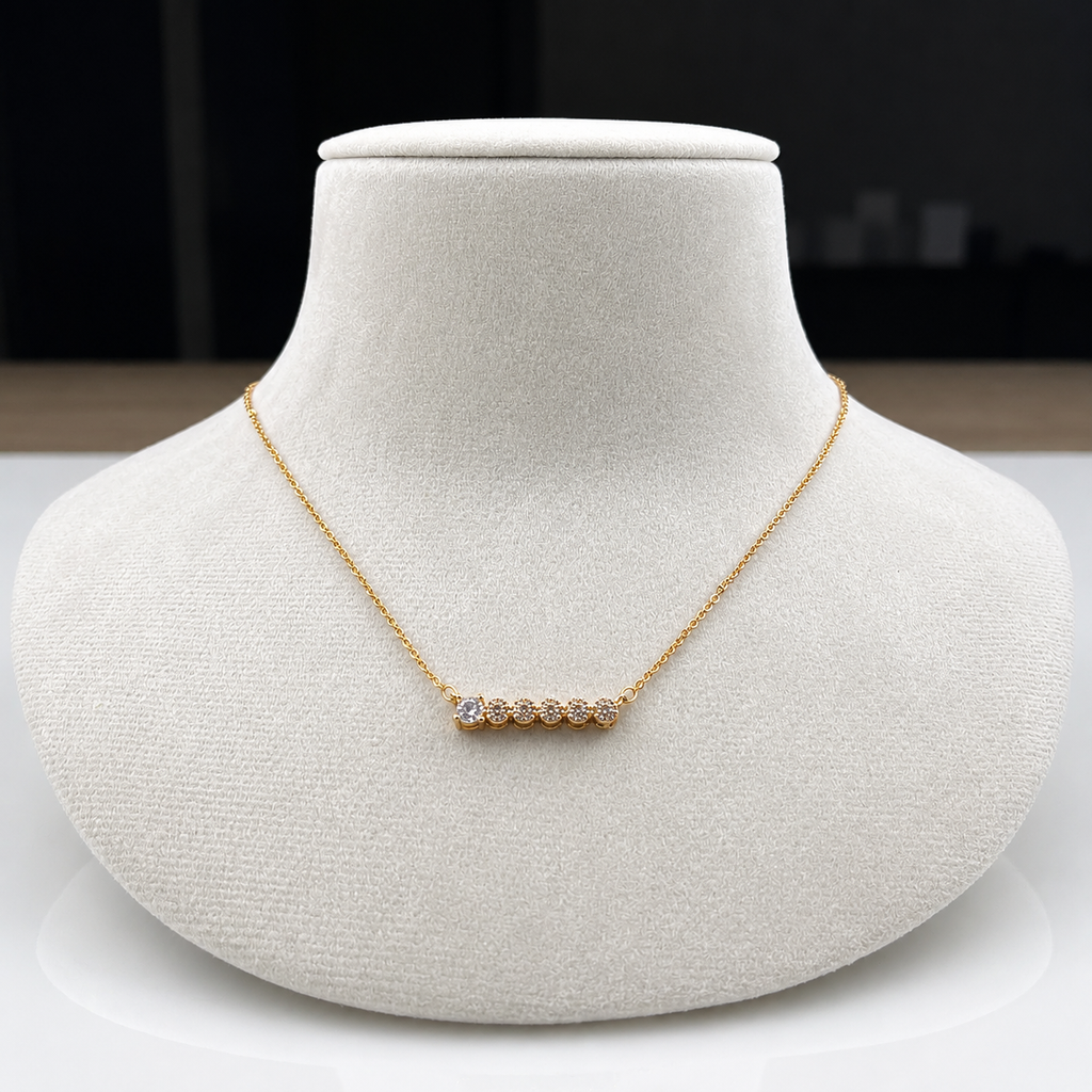 Gold Bar Diamond Necklace | Minimalist Pendant