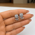 Crystal Rose Bloom Stud Earrings