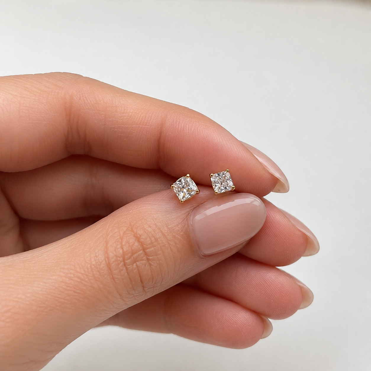 Princess Cut Solitaire Stud Earrings