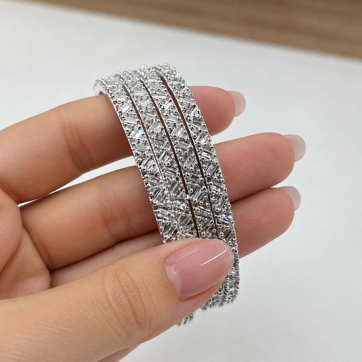 Crystal Embellished Bangle Set